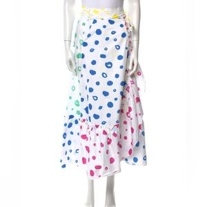 Mira Mikati White Maxi Skirt with Blue, Yellow, and Pink Polka Dots size M